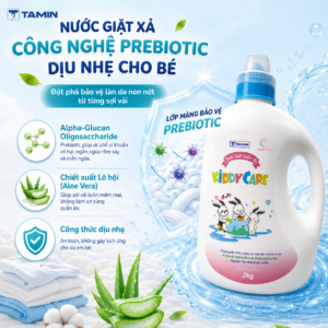 Nước giặt quần áo Kiddy Care là giải pháp giặt giũ chuyên biệt, kết hợp công nghệ làm sạch sâu và thành phần Prebiotic độc đáo, giúp loại bỏ hiệu quả các vết bẩn cứng đầu trên quần áo trẻ em, đồng thời bảo vệ làn da non nớt của bé khỏi kích ứng và vi khuẩn có hại.