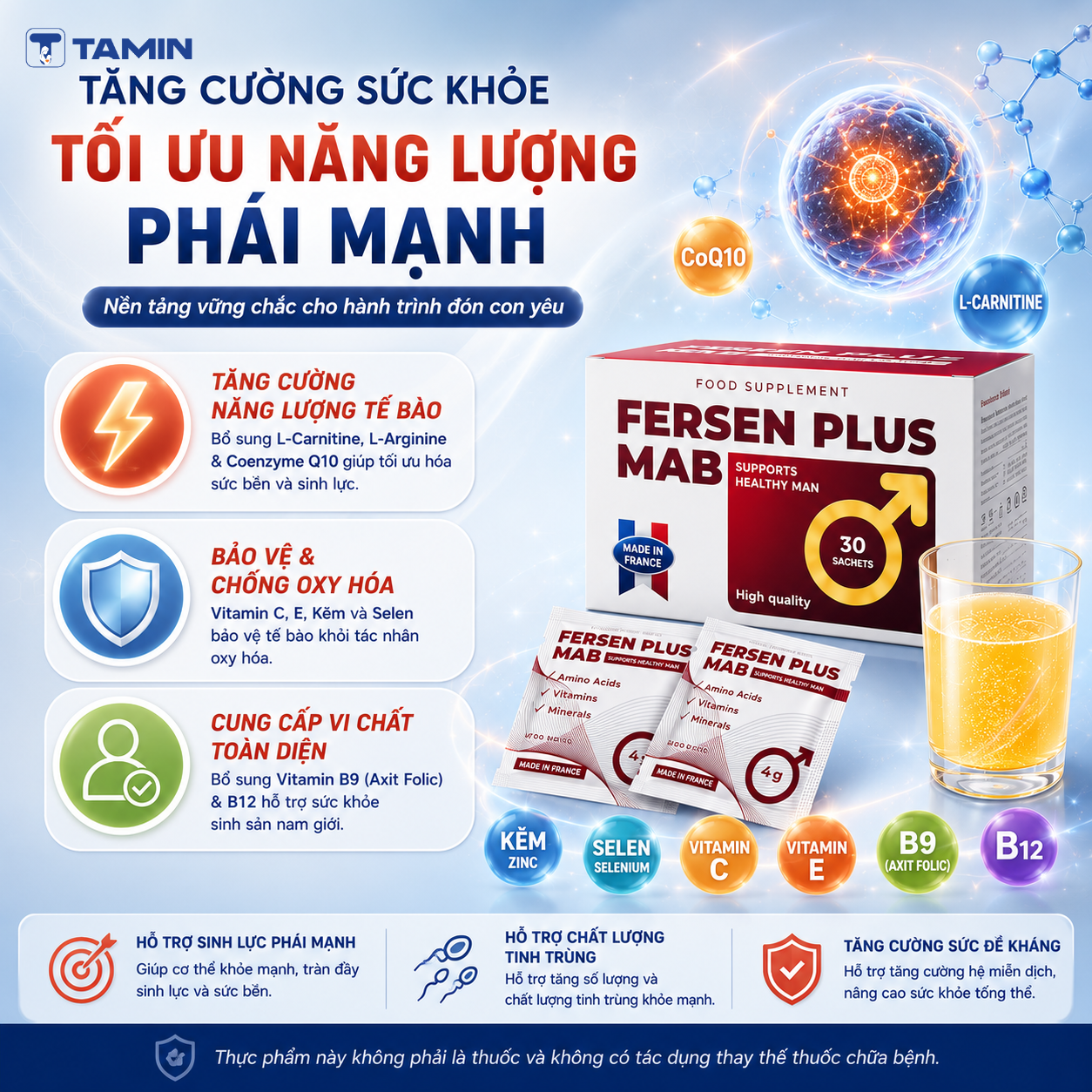 Fersen Plus MAB – Bổ sung L-carnitine & CoQ10, hỗ trợ sinh sản nam giới Fersen Plus MAB – Bổ sung L-carnitine & CoQ10, hỗ trợ sinh sản nam giới