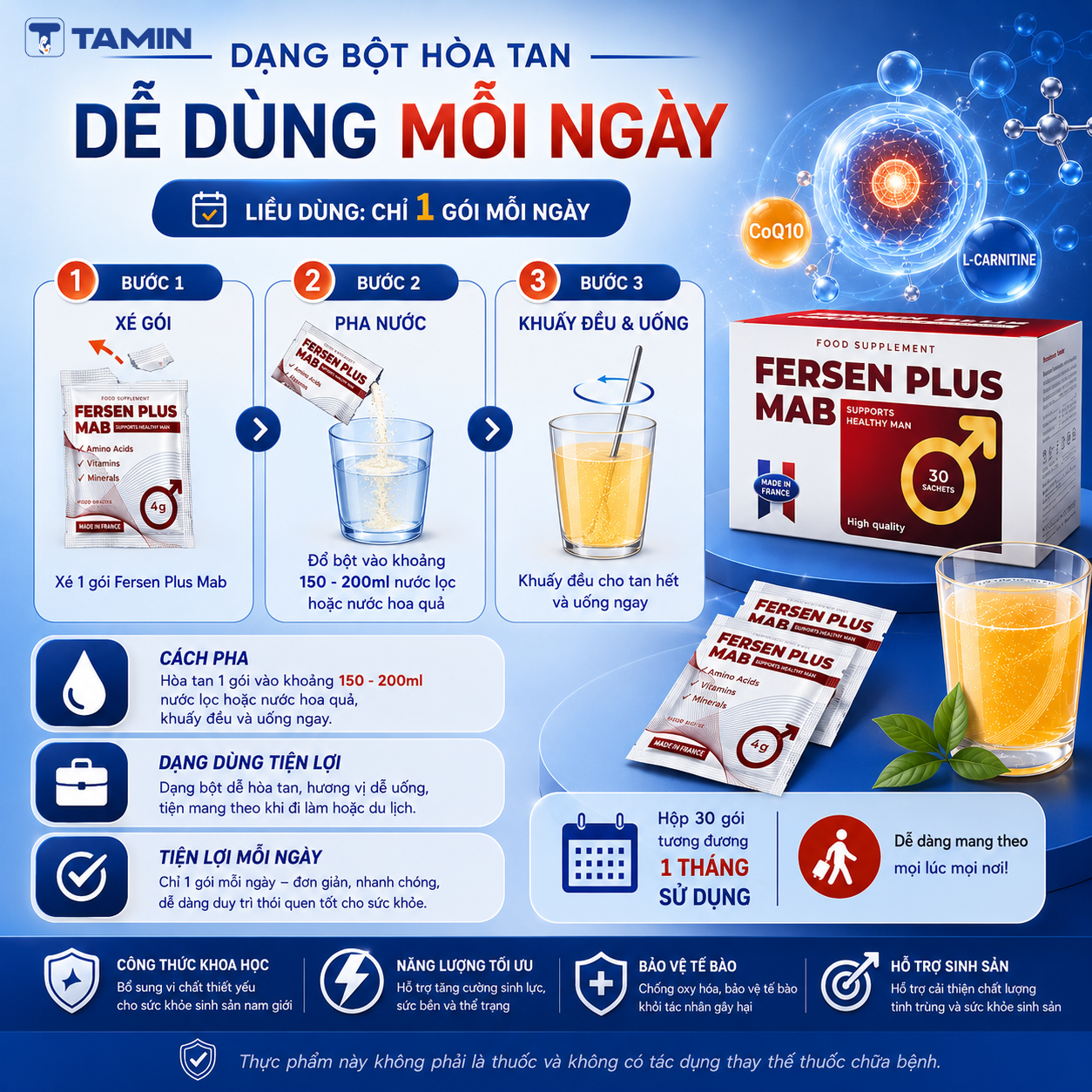 Fersen Plus MAB – Bổ sung L-carnitine & CoQ10, hỗ trợ sinh sản nam giới Fersen Plus MAB – Bổ sung L-carnitine & CoQ10, hỗ trợ sinh sản nam giới