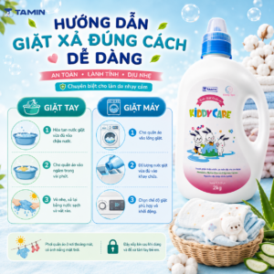 Nước giặt quần áo Kiddy Care là giải pháp giặt giũ chuyên biệt, kết hợp công nghệ làm sạch sâu và thành phần Prebiotic độc đáo, giúp loại bỏ hiệu quả các vết bẩn cứng đầu trên quần áo trẻ em, đồng thời bảo vệ làn da non nớt của bé khỏi kích ứng và vi khuẩn có hại.