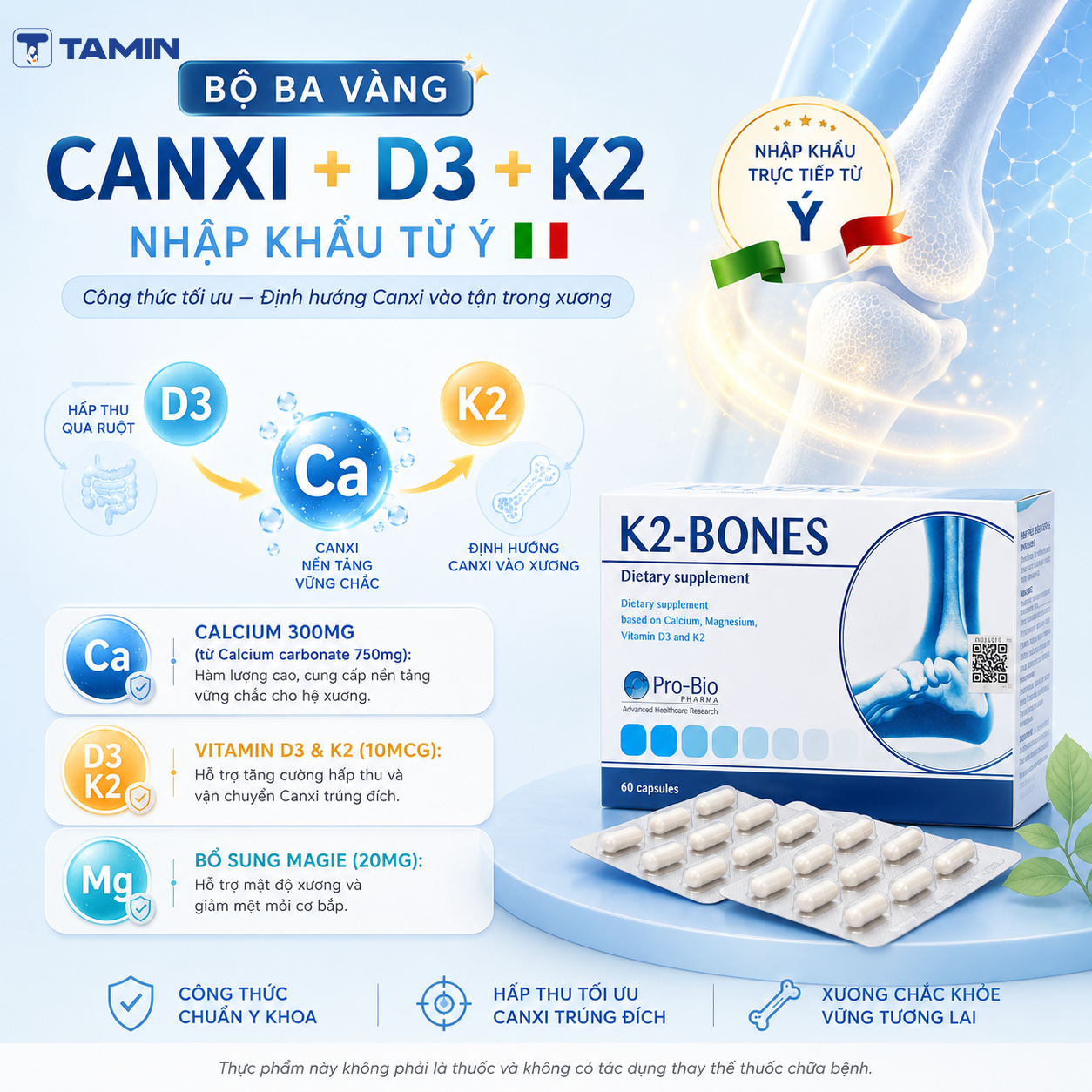 K2-Bones – Viên uống Canxi, hỗ trợ giảm nguy cơ loãng xương K2-Bones – Viên uống Canxi, hỗ trợ giảm nguy cơ loãng xương