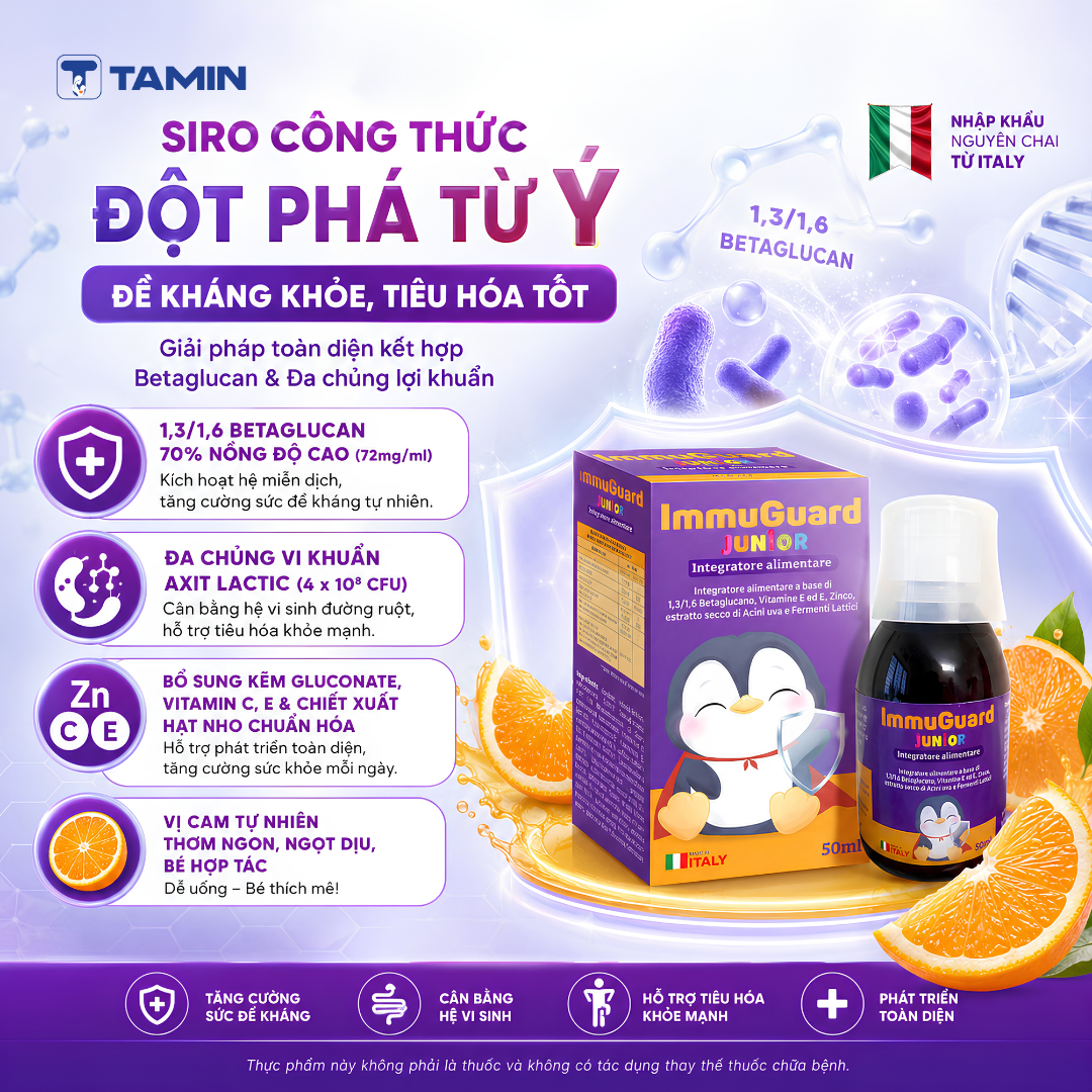 ImmuGuard Junior - Siro hỗ trợ tăng đề kháng, giúp bé tiêu hóa tốt ImmuGuard Junior - Siro hỗ trợ tăng đề kháng, giúp bé tiêu hóa tốt