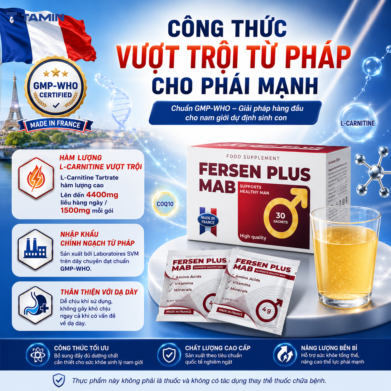 Fersen Plus MAB – Bổ sung L-carnitine & CoQ10, hỗ trợ sinh sản nam giới Fersen Plus MAB – Bổ sung L-carnitine & CoQ10, hỗ trợ sinh sản nam giới