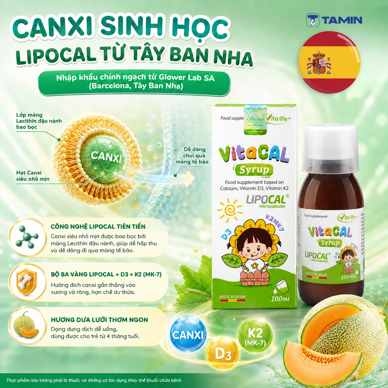 Vitacal – Siro Canxi sinh học kết hợp D3 và K2, hỗ trợ trẻ phát triển xương Vitacal – Siro Canxi sinh học kết hợp D3 và K2, hỗ trợ trẻ phát triển xương