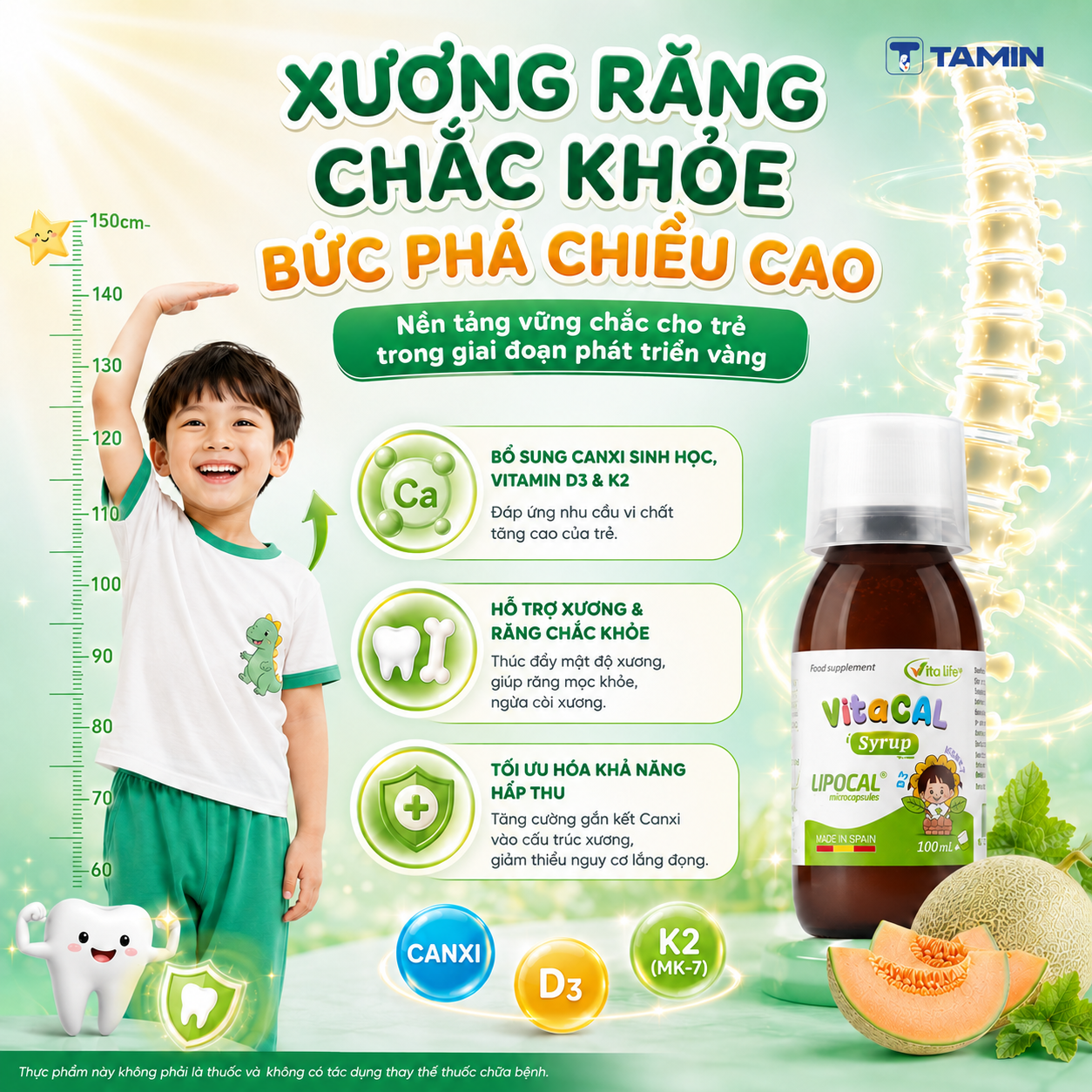 Vitacal – Siro Canxi sinh học kết hợp D3 và K2, hỗ trợ trẻ phát triển xương Vitacal – Siro Canxi sinh học kết hợp D3 và K2, hỗ trợ trẻ phát triển xương