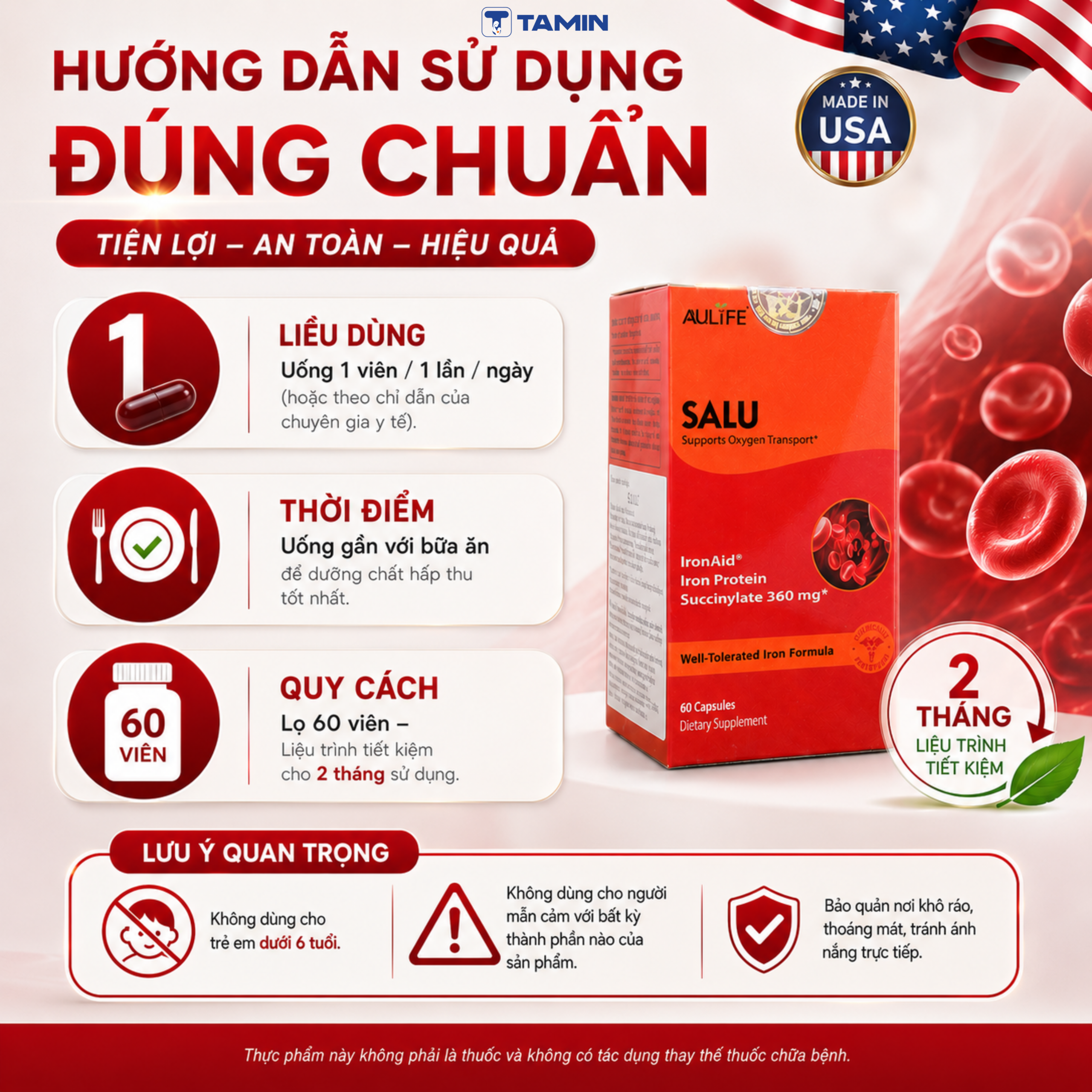 SALU – Viên sắt hữu cơ, hỗ trợ bổ máu, không gây táo bón SALU – Viên sắt hữu cơ, hỗ trợ bổ máu, không gây táo bón