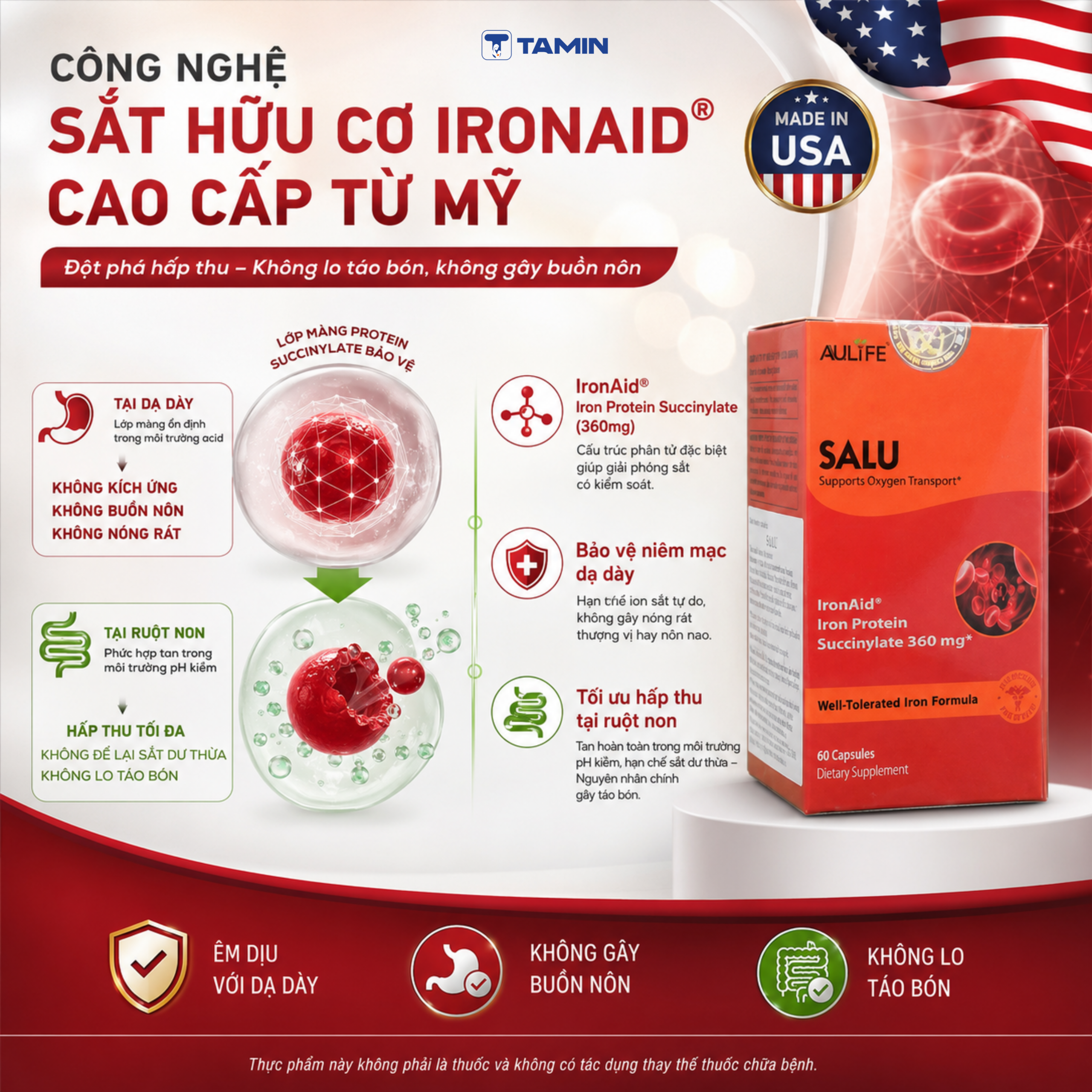 SALU – Viên sắt hữu cơ, hỗ trợ bổ máu, không gây táo bón SALU – Viên sắt hữu cơ, hỗ trợ bổ máu, không gây táo bón