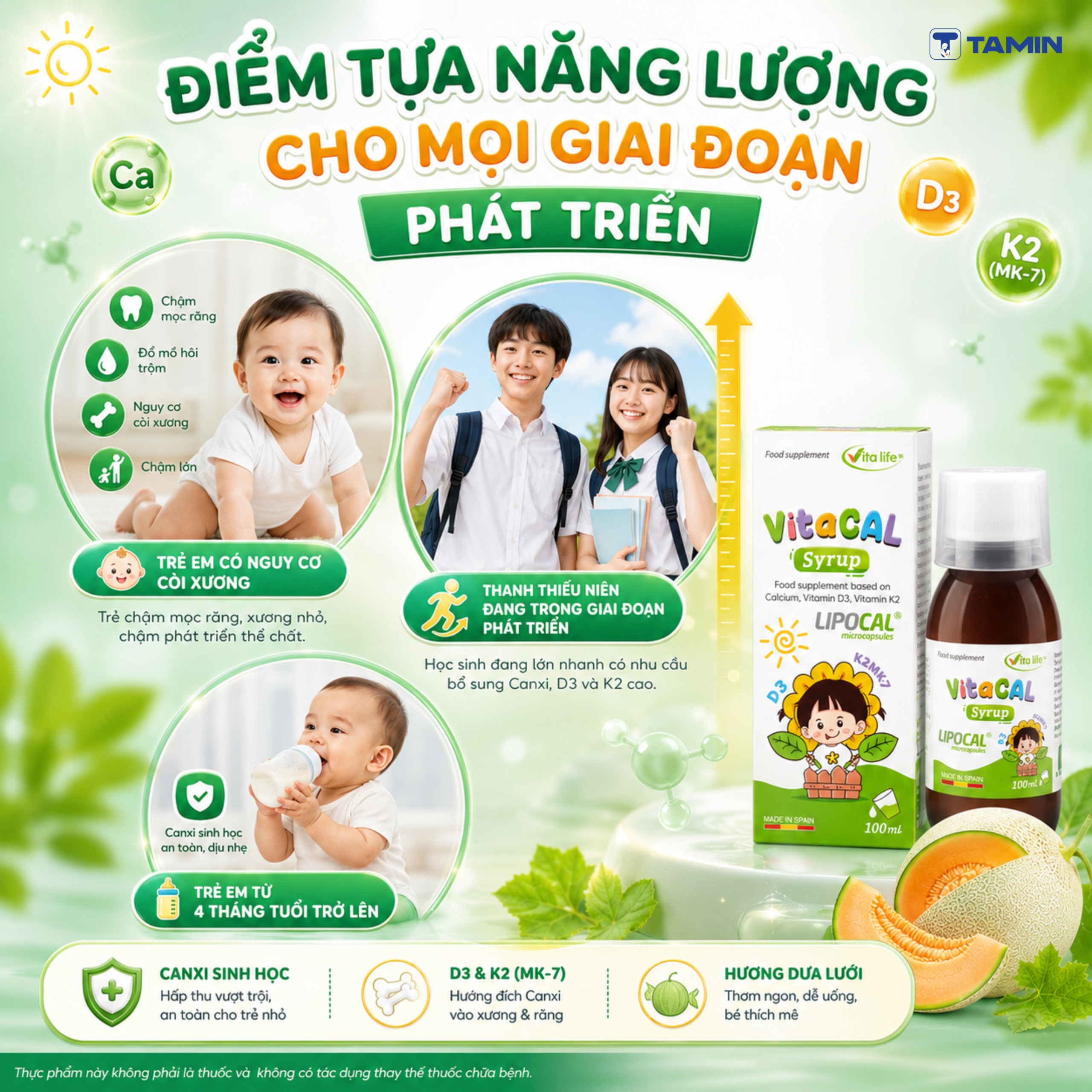 Vitacal – Siro Canxi sinh học kết hợp D3 và K2, hỗ trợ trẻ phát triển xương Vitacal – Siro Canxi sinh học kết hợp D3 và K2, hỗ trợ trẻ phát triển xương