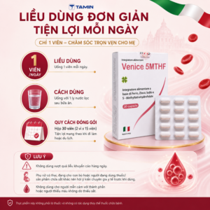 Venice 5MTHF – Viên uống bổ sung Sắt & 5-MTHF, hỗ trợ sinh sản nữ