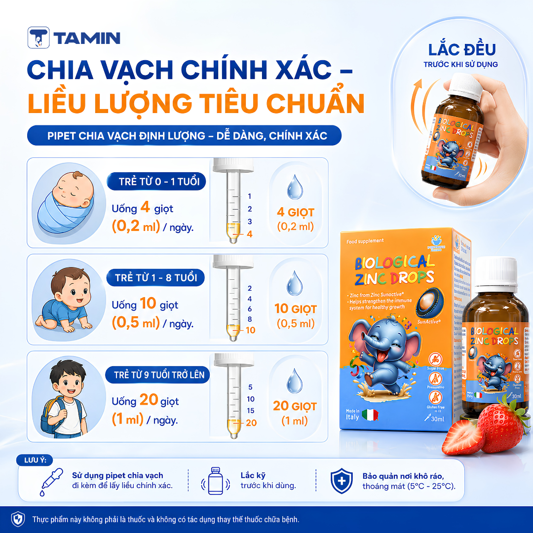 Biological Zinc Drops – Kẽm giọt hữu cơ, hỗ trợ bé ăn ngon, tăng đề kháng Biological Zinc Drops – Kẽm giọt hữu cơ, hỗ trợ bé ăn ngon, tăng đề kháng